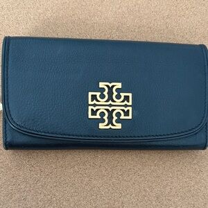 Tory Burch Britten Duo Black Wallet with Gold Logo